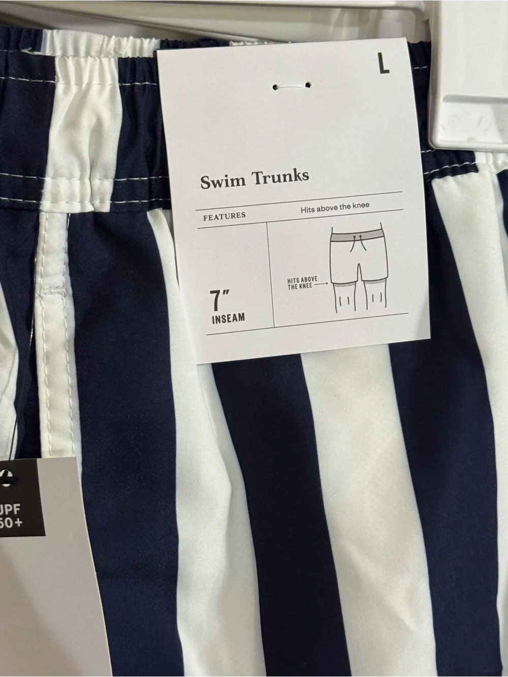 Goodfellow 7” Swim Trunks Navy Blue & White Stripe with Liner NWT